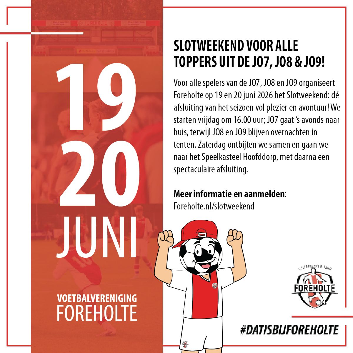 Inschrijving Slotweekend JO7, JO8 en JO9 is begonnen