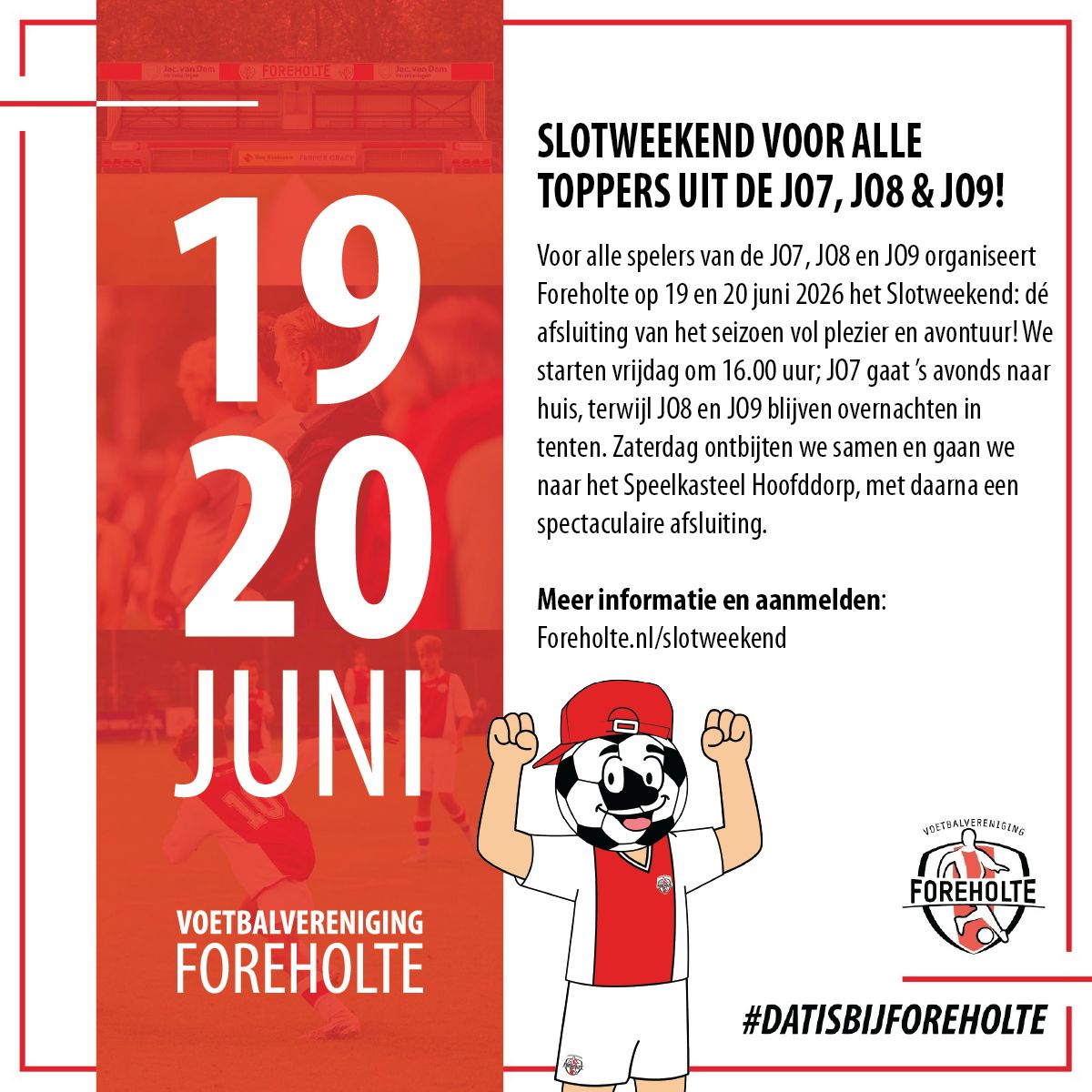 Inschrijving Slotweekend JO7, JO8 en JO9 is begonnen