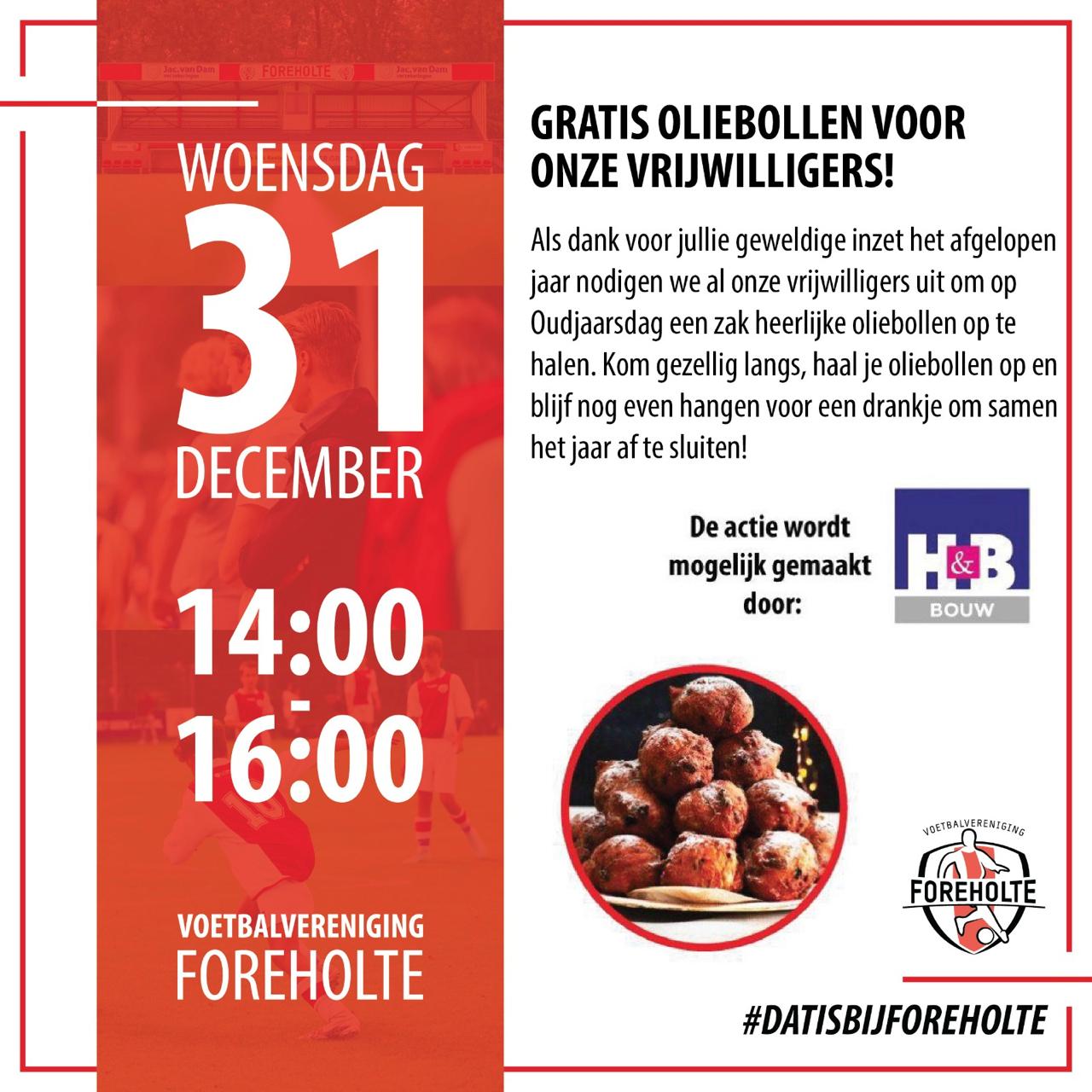 Ben jij vrijwilliger bij Foreholte? Dan hopen we je te zien op Oudjaarsdag!